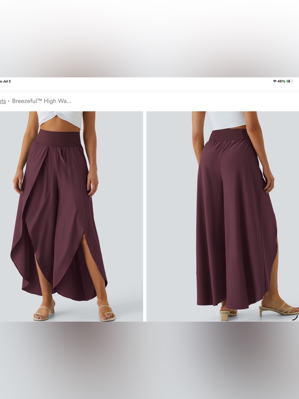 HALARA Breezeful High Waisted Wrap Split Quick Dry Resort Trousers Amaranth | L